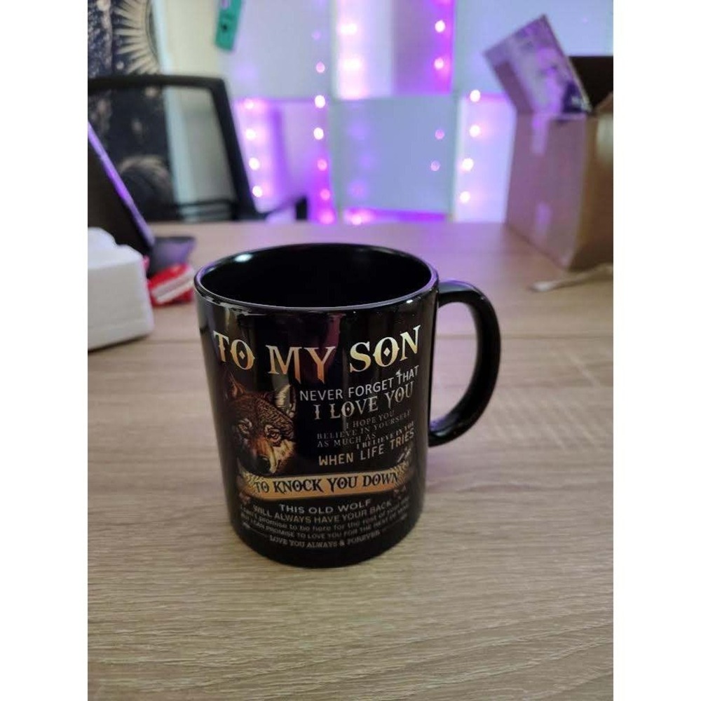 To My Son‎ Wolf Mug Never Forget I Love You Ceramic Coffee Cup